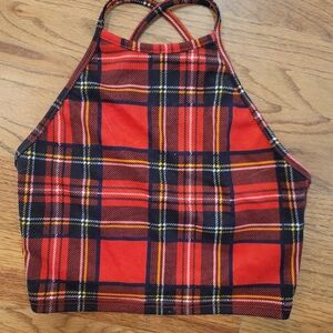Forever 21 Tartan Highneck Crop Top